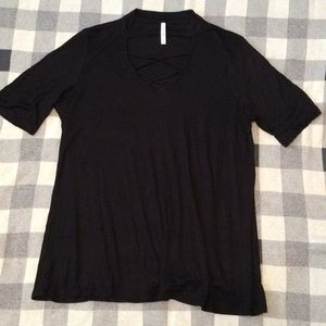 BRAND NEW black strappy short sleeve shirt